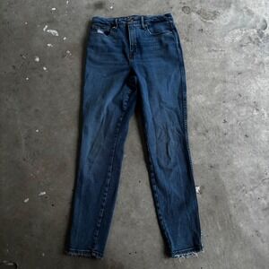 Good American High Waist Skinny‎ Jeans Blue Denim Size 6 / 28 Raw Hem